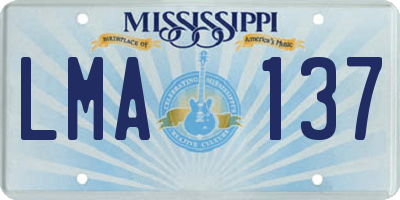 MS license plate LMA137