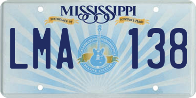 MS license plate LMA138