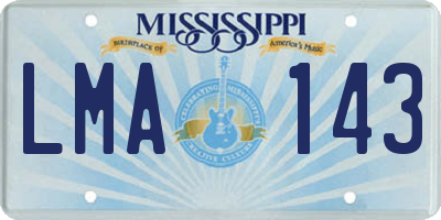MS license plate LMA143