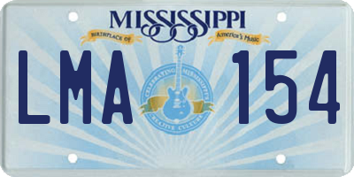 MS license plate LMA154