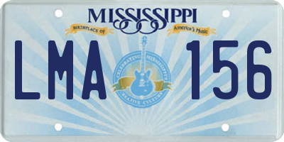 MS license plate LMA156