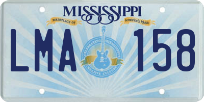MS license plate LMA158