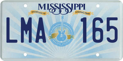 MS license plate LMA165