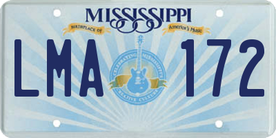 MS license plate LMA172