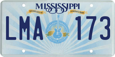 MS license plate LMA173