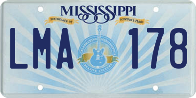 MS license plate LMA178