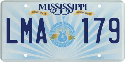 MS license plate LMA179