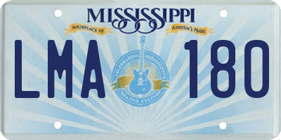 MS license plate LMA180