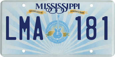 MS license plate LMA181