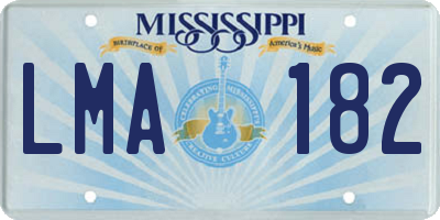 MS license plate LMA182