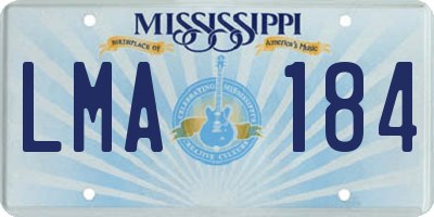 MS license plate LMA184