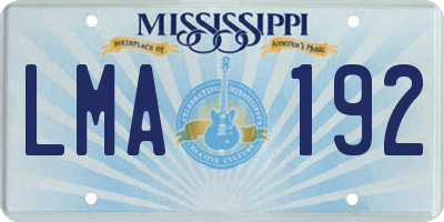 MS license plate LMA192