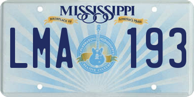MS license plate LMA193