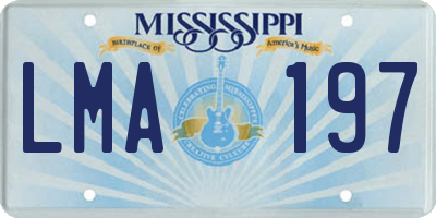 MS license plate LMA197