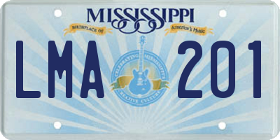 MS license plate LMA201