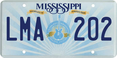 MS license plate LMA202