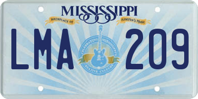 MS license plate LMA209