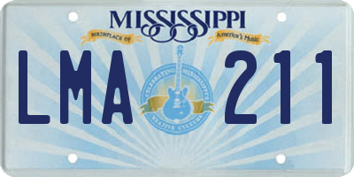 MS license plate LMA211