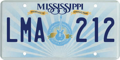 MS license plate LMA212