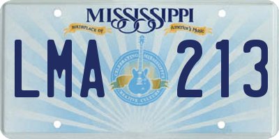 MS license plate LMA213
