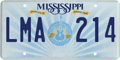 MS license plate LMA214