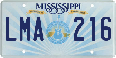 MS license plate LMA216