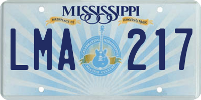 MS license plate LMA217