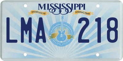MS license plate LMA218