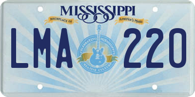 MS license plate LMA220