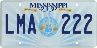 MS license plate LMA222