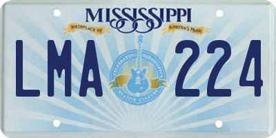 MS license plate LMA224