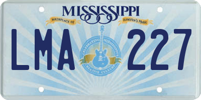 MS license plate LMA227