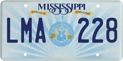 MS license plate LMA228