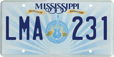 MS license plate LMA231