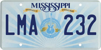 MS license plate LMA232
