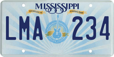 MS license plate LMA234