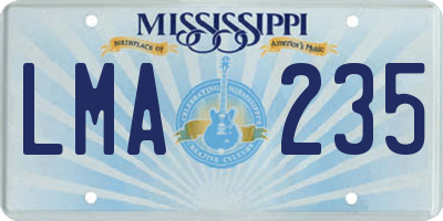 MS license plate LMA235