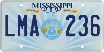MS license plate LMA236