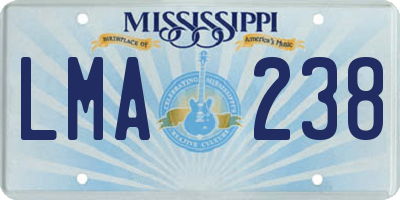 MS license plate LMA238