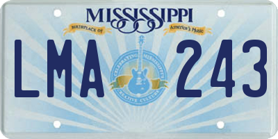 MS license plate LMA243