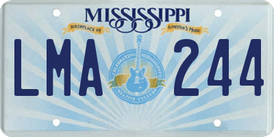 MS license plate LMA244