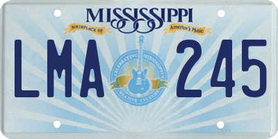 MS license plate LMA245