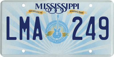 MS license plate LMA249