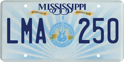 MS license plate LMA250