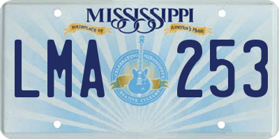 MS license plate LMA253