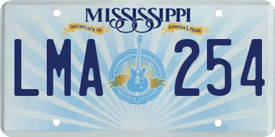 MS license plate LMA254