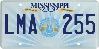 MS license plate LMA255