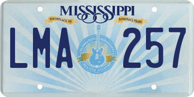 MS license plate LMA257