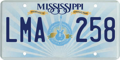MS license plate LMA258