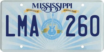 MS license plate LMA260